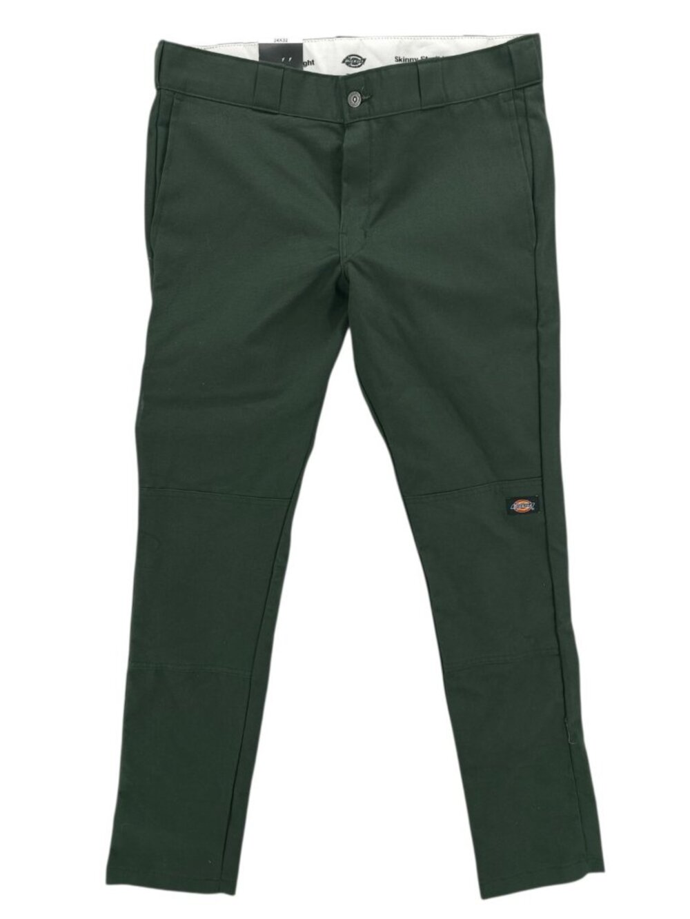 NWT DICKIES Skinny Straight Fit Double Knee Work Pants WP811 Olive Green 34x32